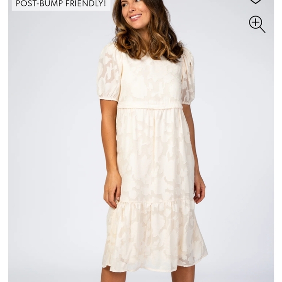 NWT Cream Flocked Floral Maternity Nursing Dress Size 1XL - Picture 6 of 9